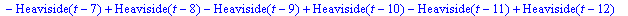 E := Heaviside(t)-Heaviside(t-1)+Heaviside(t-2)-Hea...