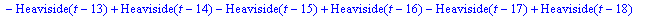 E := Heaviside(t)-Heaviside(t-1)+Heaviside(t-2)-Hea...