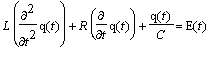 L*diff(q(t),`$`(t,2))+R*diff(q(t),t)+q(t)/C = E(t)