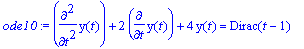 ode10 := diff(y(t),`$`(t,2))+2*diff(y(t),t)+4*y(t) ...