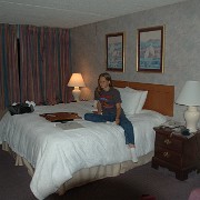 DSC 2040  Teagan on hotel bed