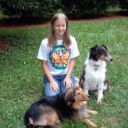 DSC 2055  Teagan with dogs in J&C's back yard