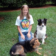 DSC 2056  Teagan with dogs in J&C's back yard