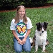 DSC 2058  Teagan with dogs in J&C's back yard