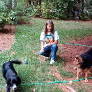 DSC 2060  Teagan with dogs in J&C's back yard