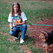 DSC 2061  Teagan with dogs in J&C's back yard