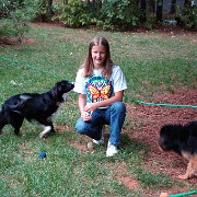 DSC 2062  Teagan with dogs in J&C's back yard