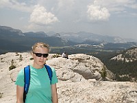DSC 2497  Teagan atop Lembert Dome looking back toward Tuolemne Meadows : dome, flowers, mountain, trail