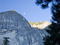 DSC 3207  Moon setting over Glacier Point seen from Curry Village : flowers
