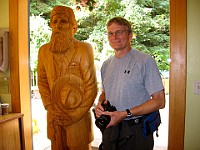 IMG 4394  Richard next to a wooden John Muir : flowers