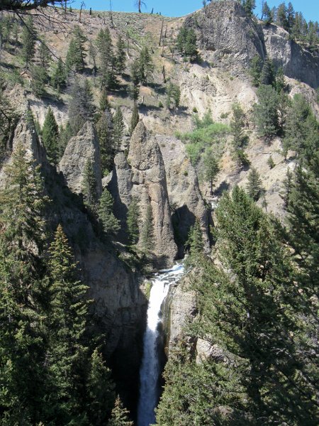 IMG_5041.jpg - Tower Fall (tough lighting) and rock spires above the fall