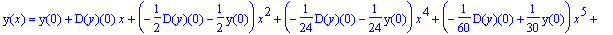 y(x) = series(y(0)+D(y)(0)*x+(-1/2*D(y)(0)-1/2*y(0)...