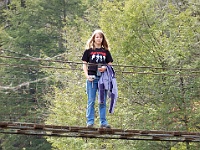 DSC 0261  Teagan on the suspension bridge over Cane Creek Cascades