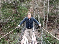 IMG 2611  Richard holding on to the suspension bridge over Piney Creek